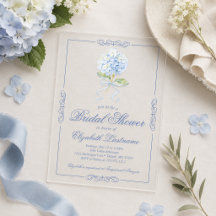Invitación de Ducha de Novia de Hidrangea Azul Acr