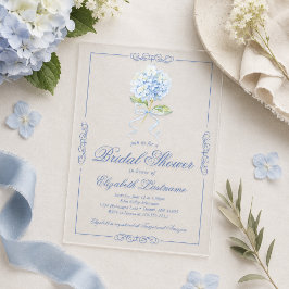Invitación de Ducha de Novia de Hidrangea Azul Acr