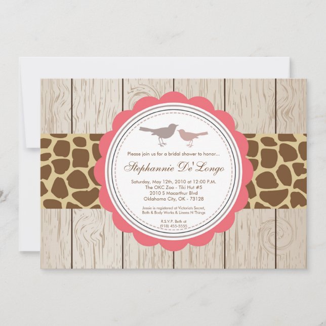 Invitación de ducha de novia de la pareja de pájar (Anverso)