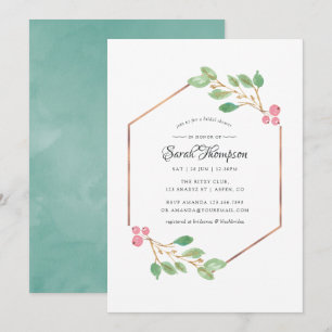 Invitación de ducha de novia de Navidad con acebo 
