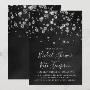 Invitación de ducha de novia de pizarra de diamant