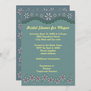 Invitación de ducha de novia de seis Petal con un