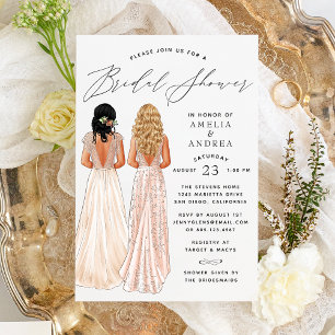 Invitación de ducha de novia de vestido elegante p