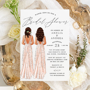 Invitación de ducha de novia de vestido elegante p