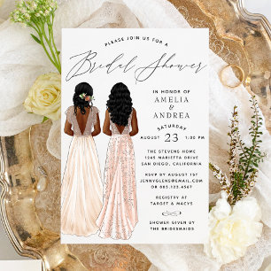 Invitación de ducha de novia de vestido elegante p