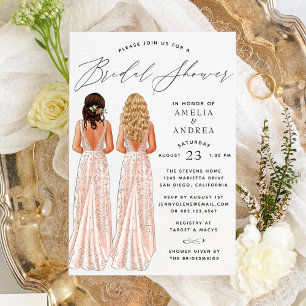 Invitación de ducha de novia de vestido elegante p