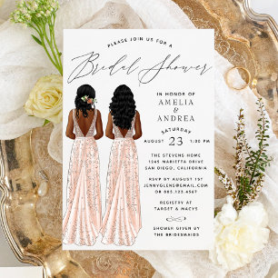 Invitación de ducha de novia de vestido elegante p