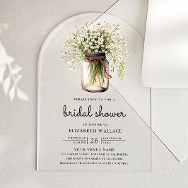 Invitación de ducha de novia en tarro de Mason con