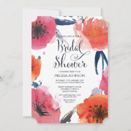 Invitación de ducha de novia floral acuática de la
