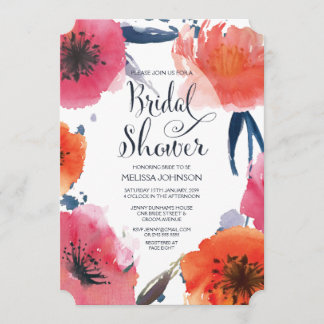 Invitación de ducha de novia floral acuática de la
