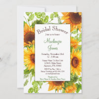 Invitación de ducha de novia floral amarilla Sunfl
