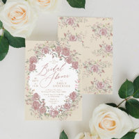 Invitación de ducha de novia floral antigua vintag