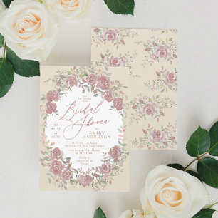 Invitación de ducha de novia floral antigua vintag