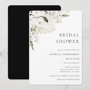Invitación de ducha de novia floral blanca