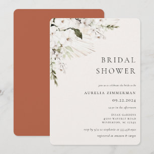 Invitación de ducha de novia floral blanca