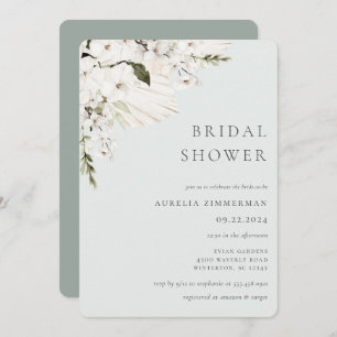Invitación de ducha de novia floral blanca