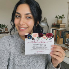 Invitación de Ducha de Novia Floral Burgundy Bloom