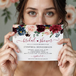Invitación de Ducha de Novia Floral Burgundy Bloom