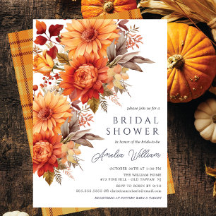 Invitación de ducha de novia floral de Bliss otoño