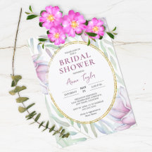 Invitación de Ducha de Novia Floral de Magnolia El