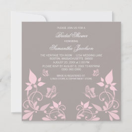 Invitación de ducha de novia floral de mariposa ro