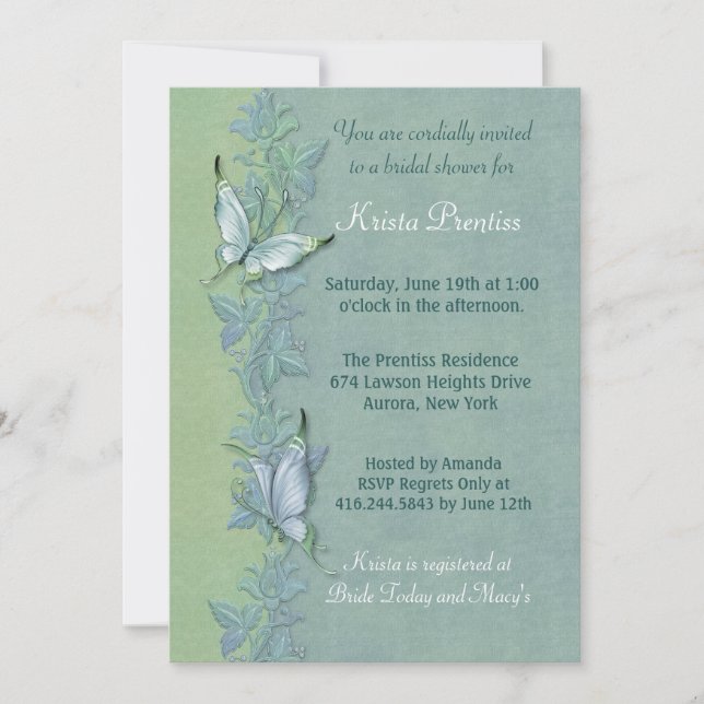Invitación de ducha de novia floral de vuelo de ma (Anverso)