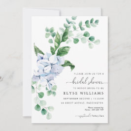Invitación de ducha de novia floral Hydrangea azul