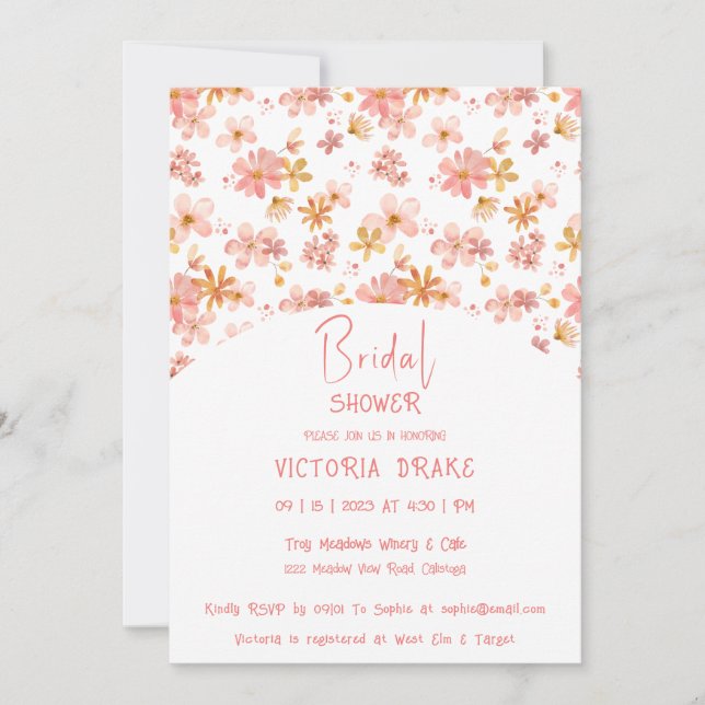 Invitación de Ducha de Novia Floral Pintada Encant (Anverso)