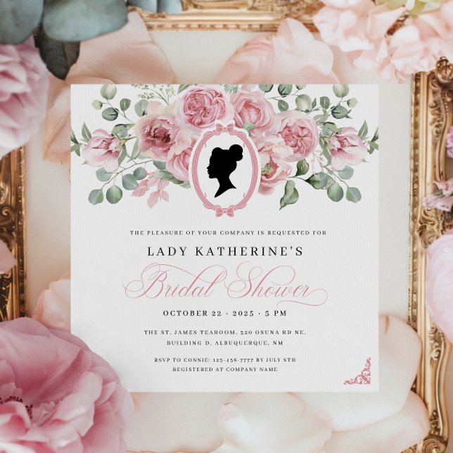 Invitación de ducha de novia floral rosa de la era (Subido por el creador)