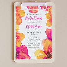 Invitación de ducha de novia floral rosa Hibiscus