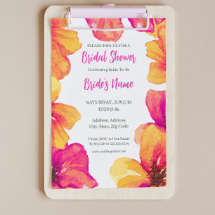 Invitación de ducha de novia floral rosa Hibiscus 