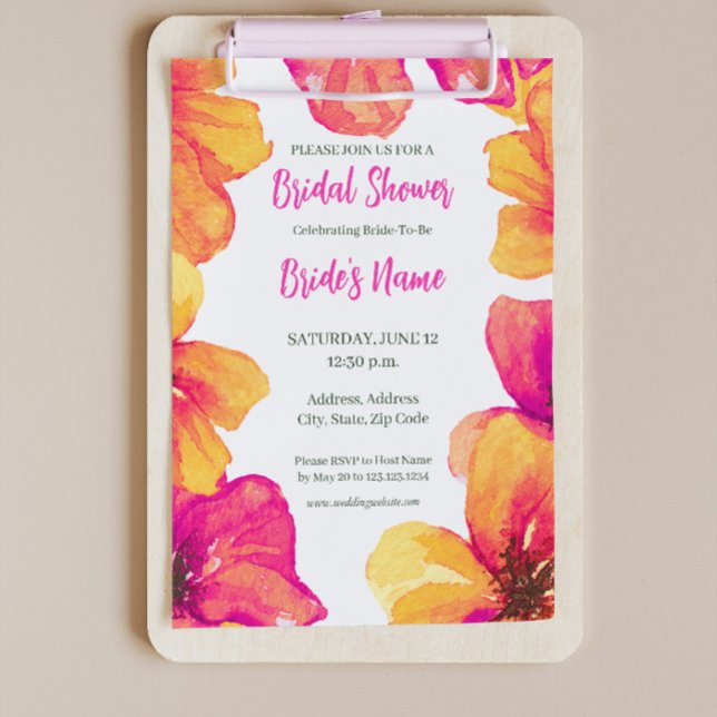 Invitación de ducha de novia floral rosa Hibiscus  (Subido por el creador)