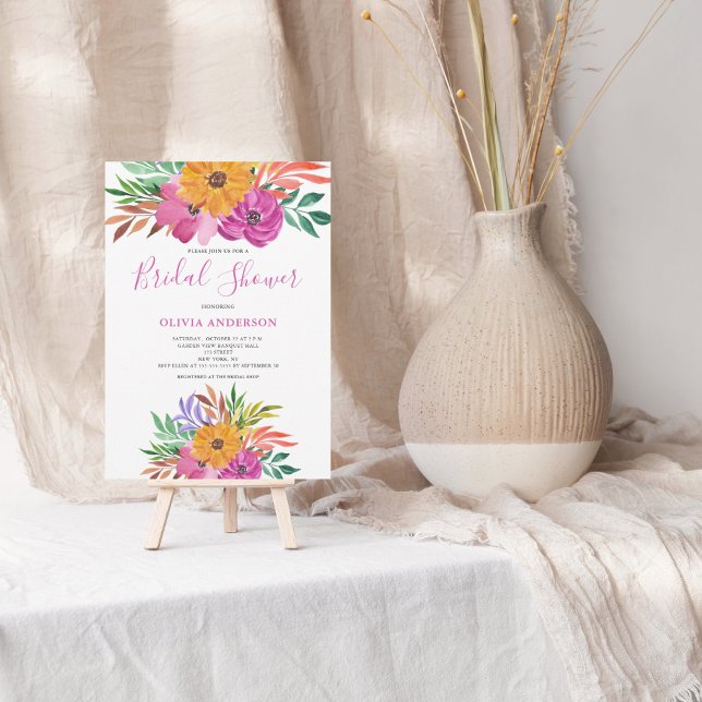 Invitación de ducha de novia floral tropical rosa (Subido por el creador)