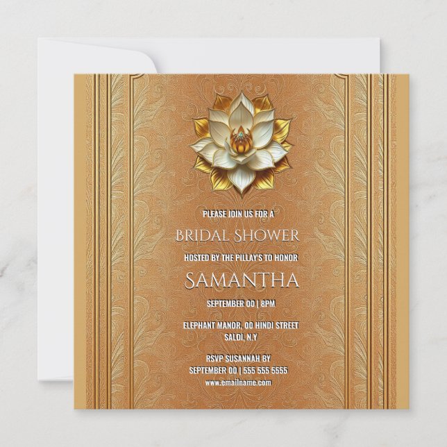 Invitación de Ducha de Novia India Terracotta Gold (Anverso)