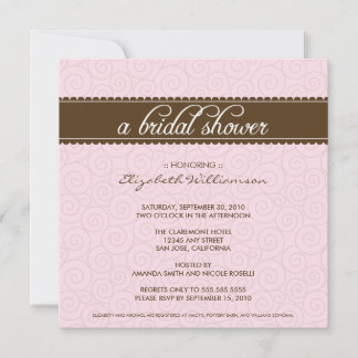 Invitación de ducha de novia inmadura (rosa/chocol