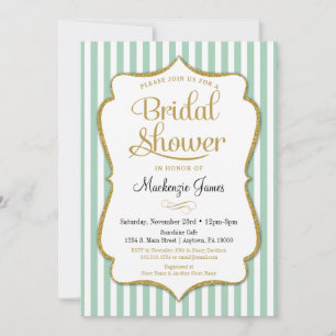 Invitación de ducha de novia verde de la menta ele