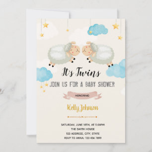 invitación de ducha de oveja de cordero gemelos
