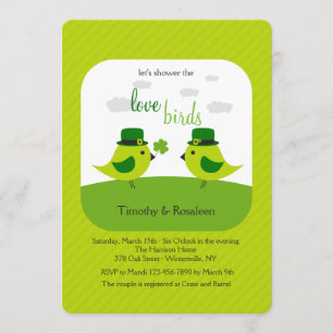 Invitación de ducha de pájaros de amor irlandeses