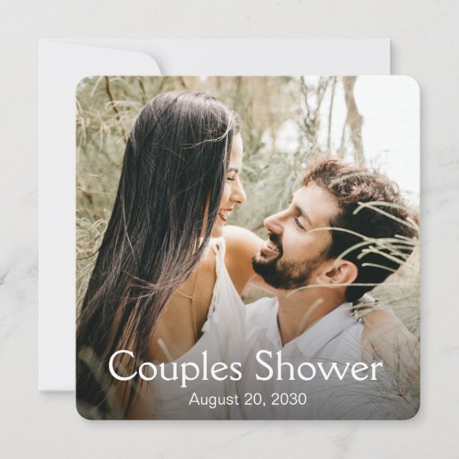Invitación de ducha de pareja con foto moderna (Anverso)