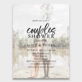 Invitación de ducha de pareja con guión de pincel 