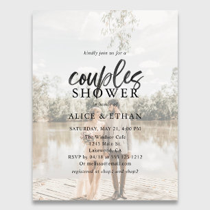 Invitación de ducha de pareja con guión de pincel 