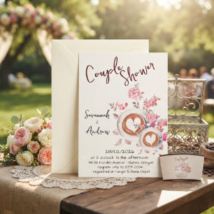 Invitación de ducha de pareja con tema de café