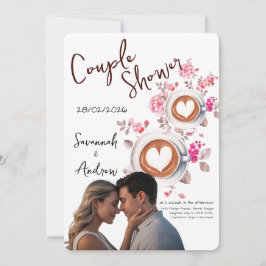 Invitación de ducha de pareja con tema de café