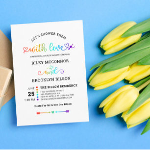 Invitación de Ducha de Pareja LGBT Adorable con Co