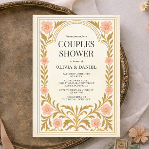 Invitación de Ducha de Parejas Art Nouveau Floral 