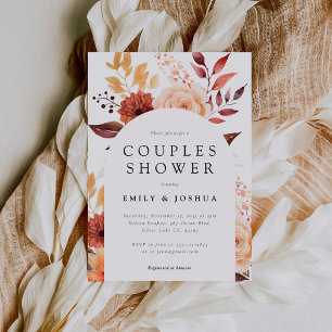 Invitación de ducha de parejas boho floral de otoñ