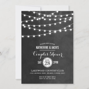 Invitación de Ducha de Parejas con Luces de Cuerda