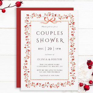 Invitación de ducha de parejas de bayas rojas de i