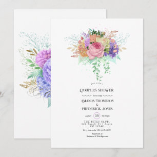 Invitación de ducha de parejas de flores de primav