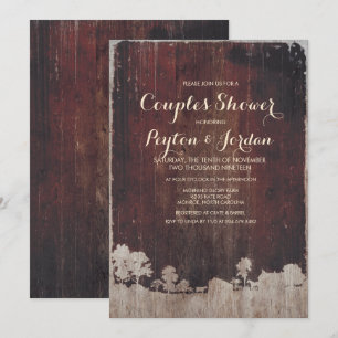 Invitación de ducha de parejas de granja de madera